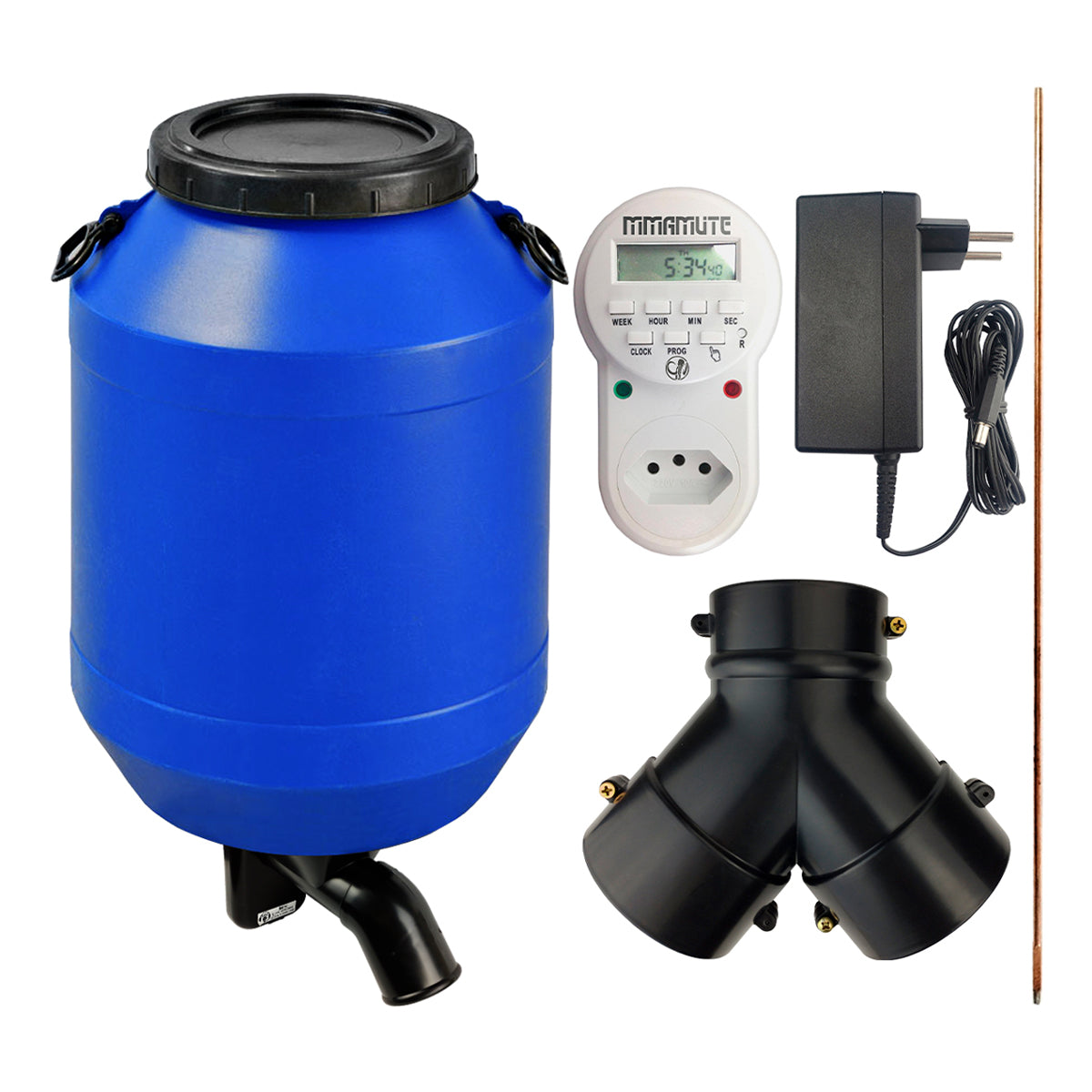 Alimentador Automático Com Reservatório De 50l para todos os animais completo com suporte de bombona