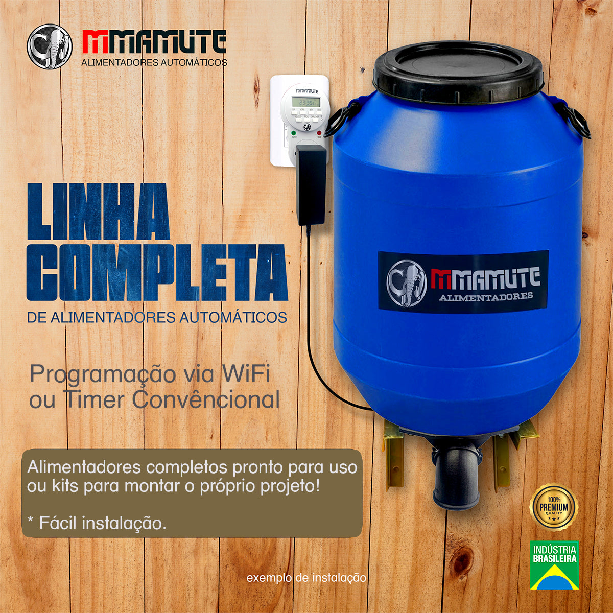 Alimentador Automático Com Reservatório De 50 litros para todos os animais completo