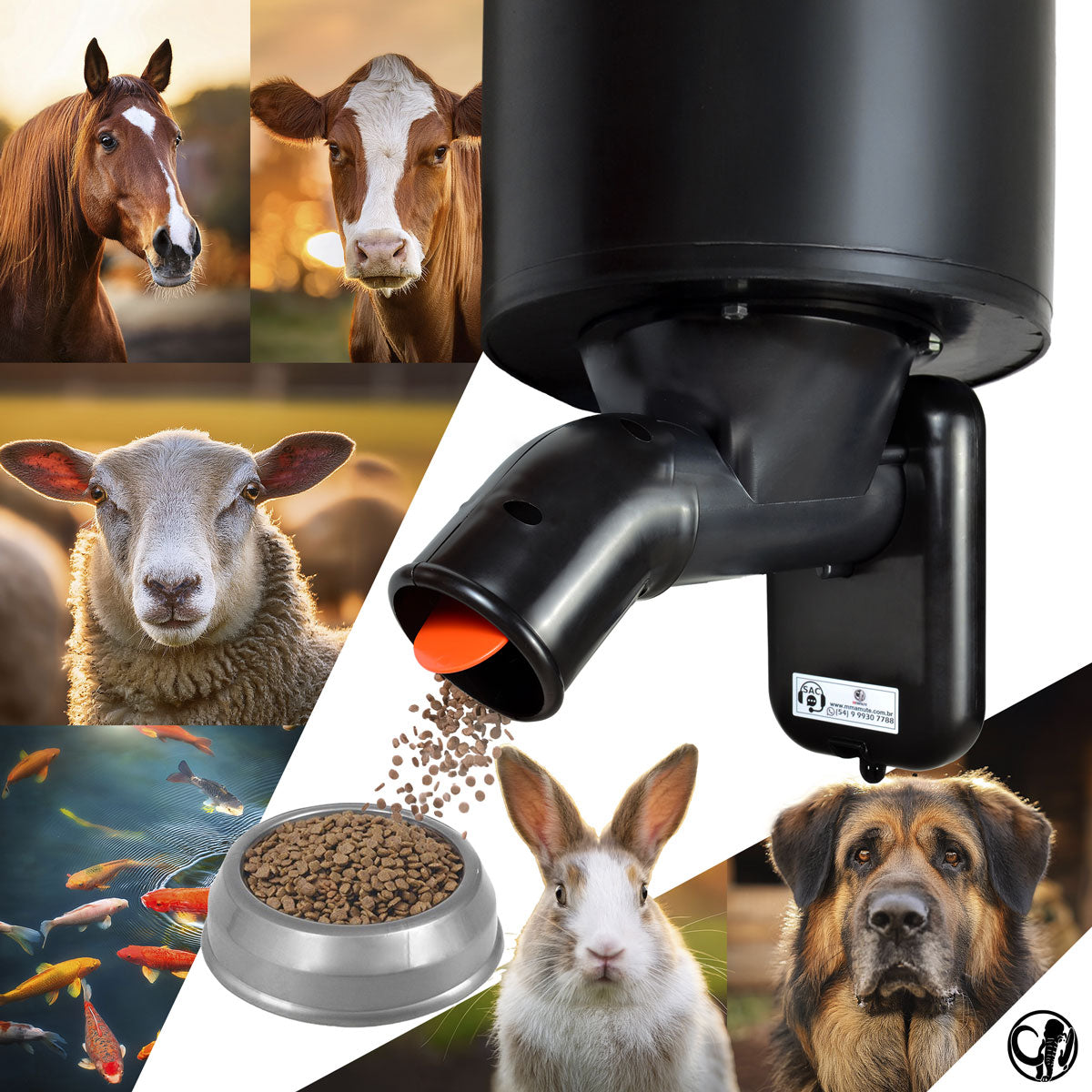 Alimentador Comedouro Automático Divisor Y E Agitador Galão l22 L