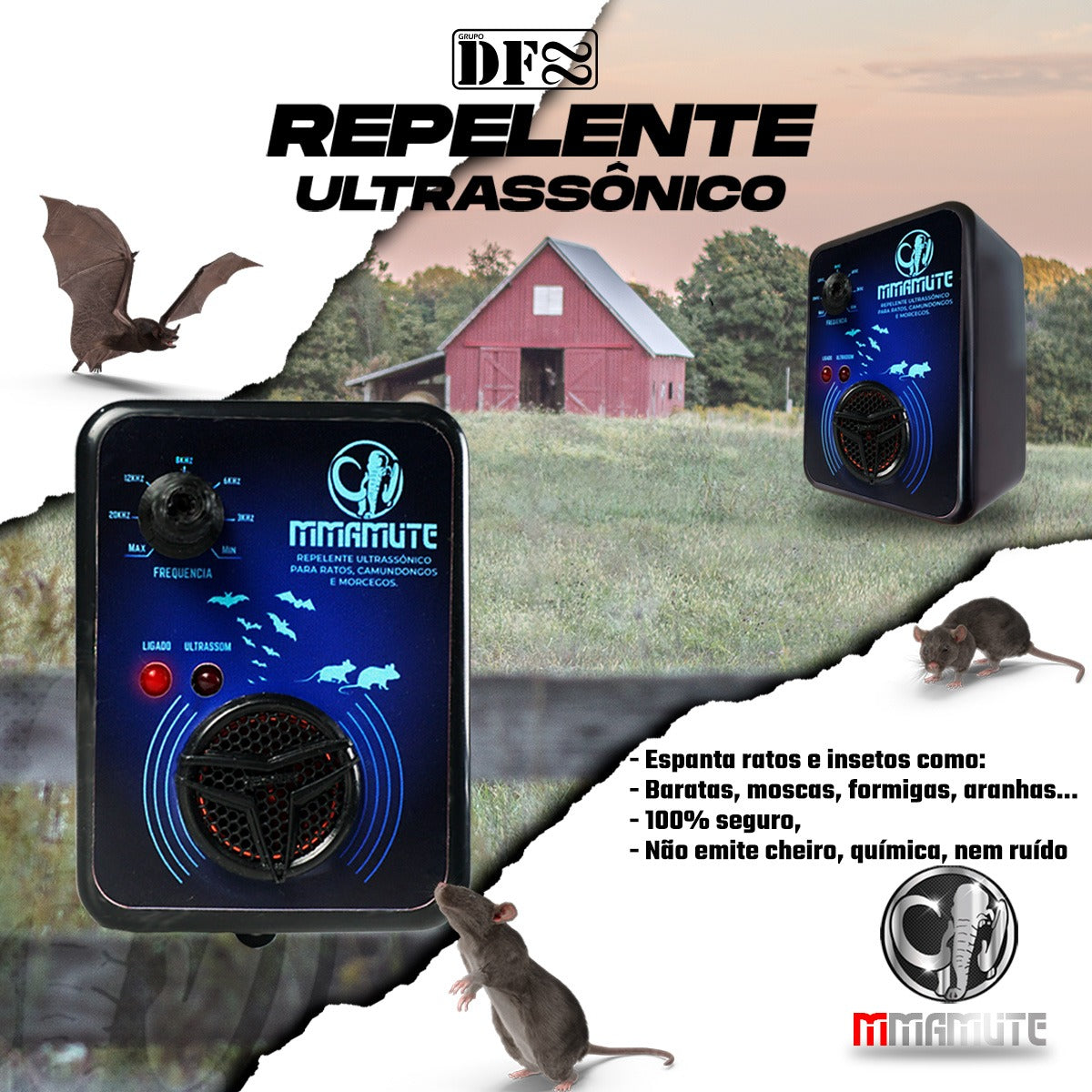 Repelente Ultrassônico Multinação Espanta Rato E Morcego