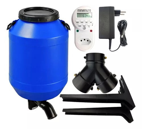 Alimentador Automático Com Reservatório De 50l para todos os animais completo com suporte de bombona