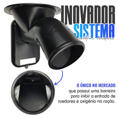 Alimentador Automático Com Reservatório De 50l com Timer 12 Volts Hibrido  para todos os animais completo