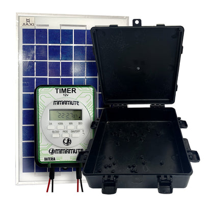 Painel solar + timer 12v + caixa hermetica para alimentador