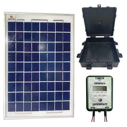 Painel solar + timer 12v + caixa hermetica para alimentador