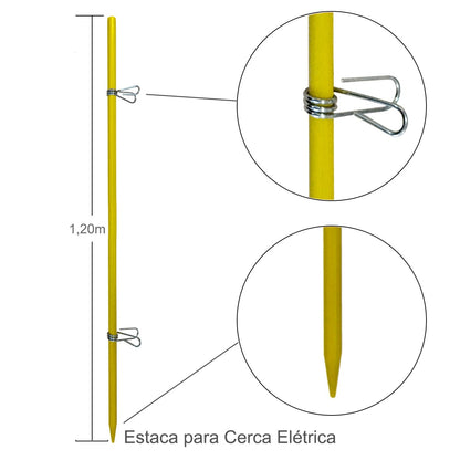 100 Estacas Cerca Eletrica 1,2 Metros 420 Clips Fibra