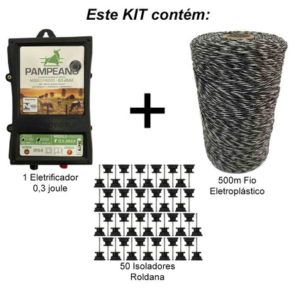 Kit Cerca Elétrica Rural Eletrificador P/ Boi Gado Cães 500m