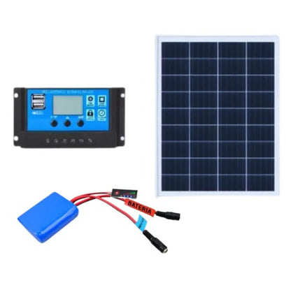 Kit Painel Solar + Controlador de Carga + Bateria de Lítio+ Timer 12v